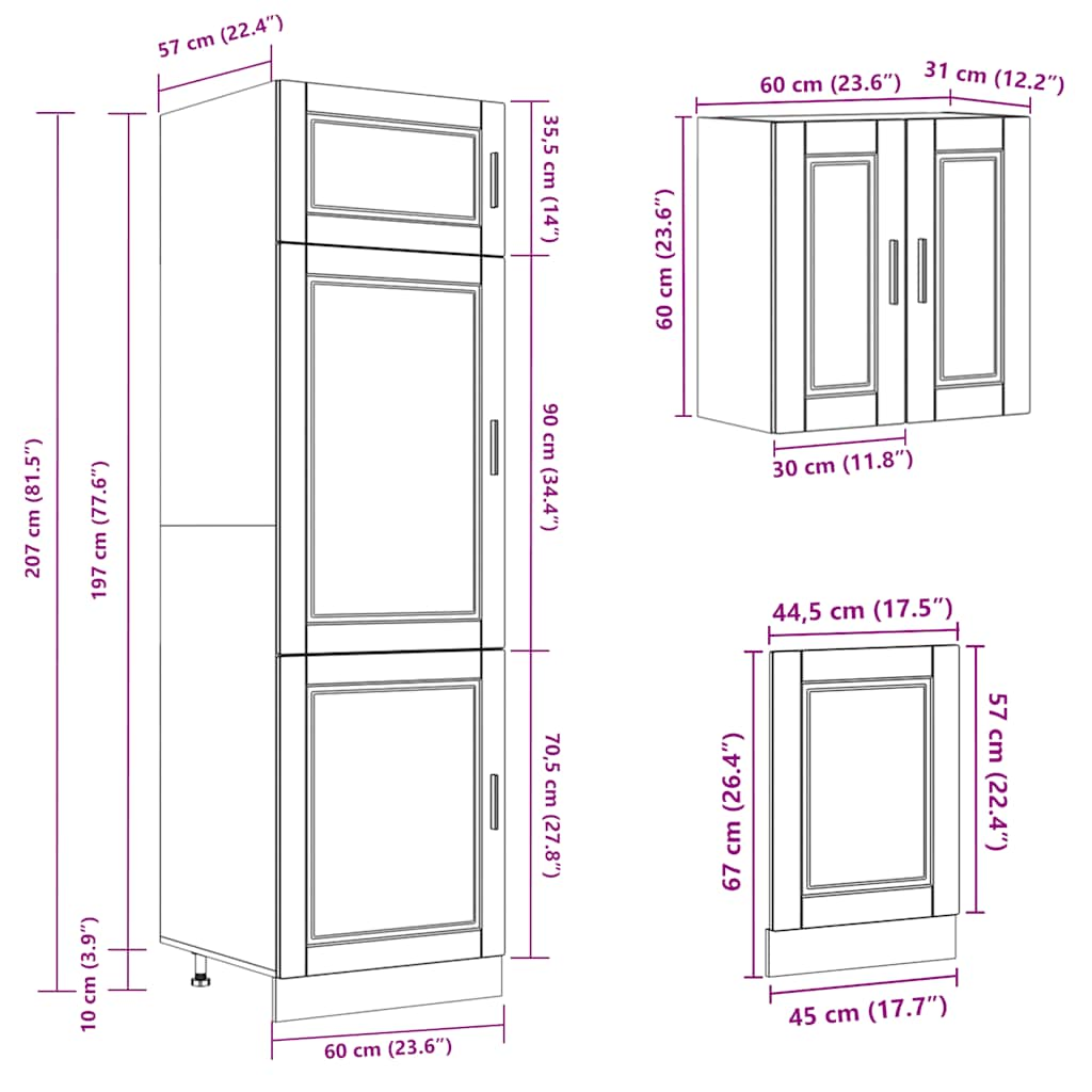 Ensemble d'armoires cuisine 8pcs Kalmar blanc bois d'ingénierie