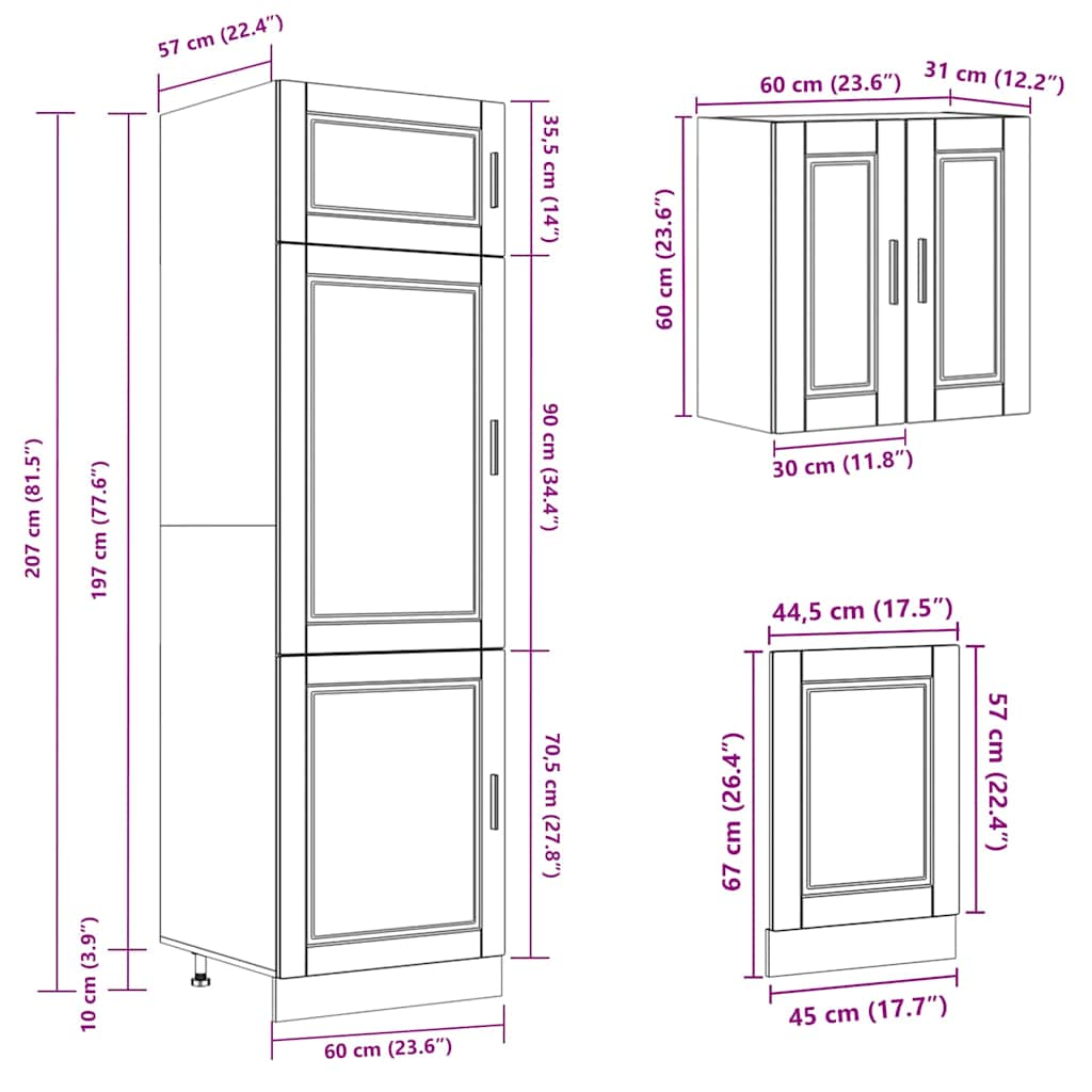 Kalmar 8 pcs engineered wood kitchen cabinet set