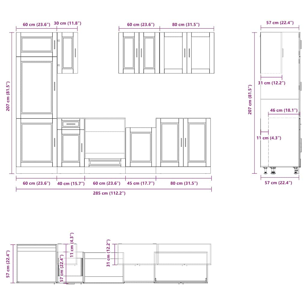 Ensemble d'armoires de cuisine 8 pcs Kalmar bois d'ingénierie