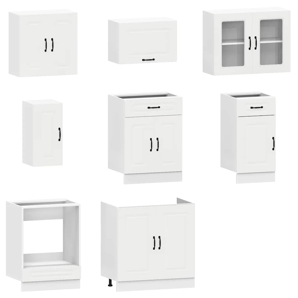 Kalmar 8pcs Kitchen Cabinet Set White Engineered Wood