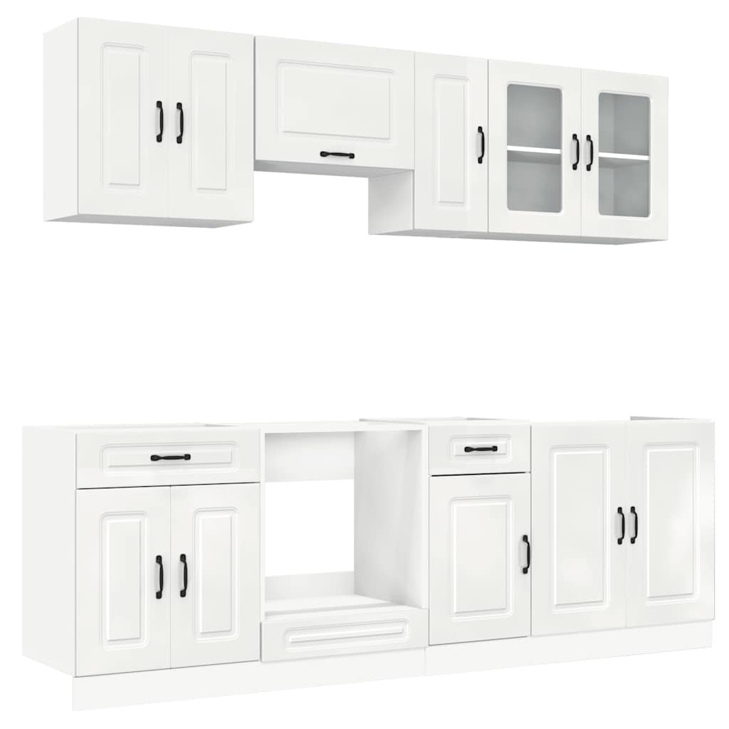 Kalmar 8 pcs kitchen cabinet set high gloss white