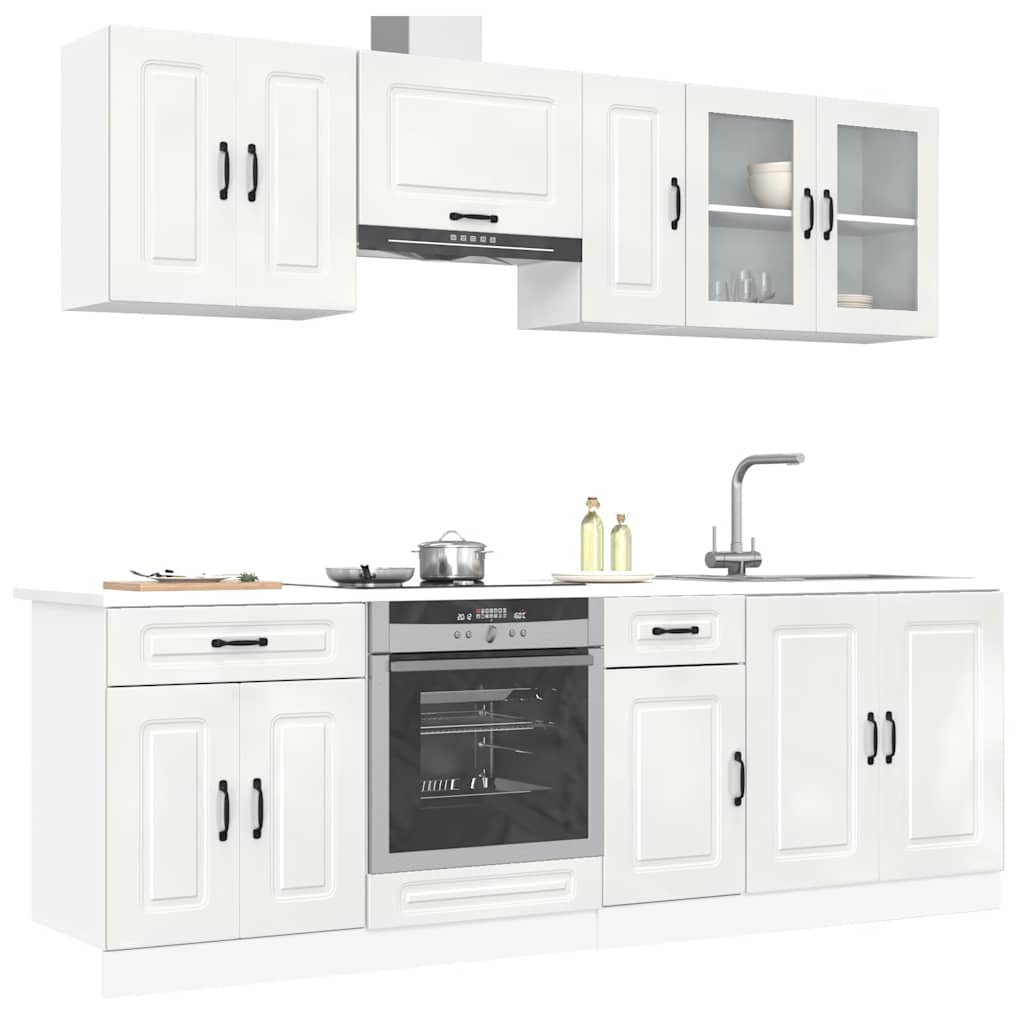 Kalmar 8 pcs kitchen cabinet set high gloss white