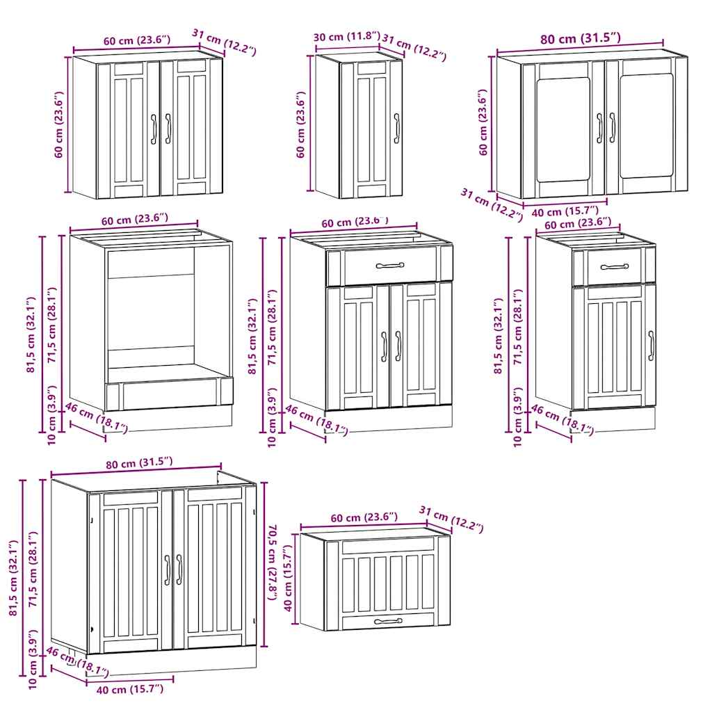 Ensemble d'armoires de cuisine 8 pcs Kalmar bois d'ingénierie