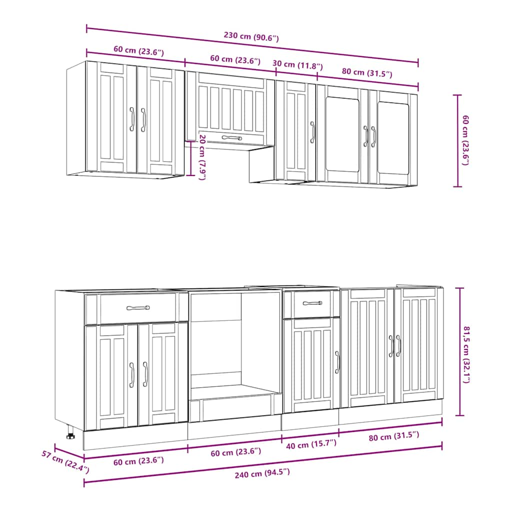 Ensemble d'armoires de cuisine 8 pcs Kalmar bois d'ingénierie