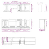 Ensemble d'armoires cuisine 8pcs Kalmar blanc bois d'ingénierie