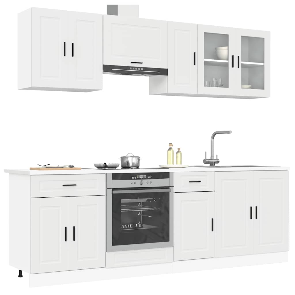 Ensemble d'armoires cuisine 8pcs Kalmar blanc bois d'ingénierie