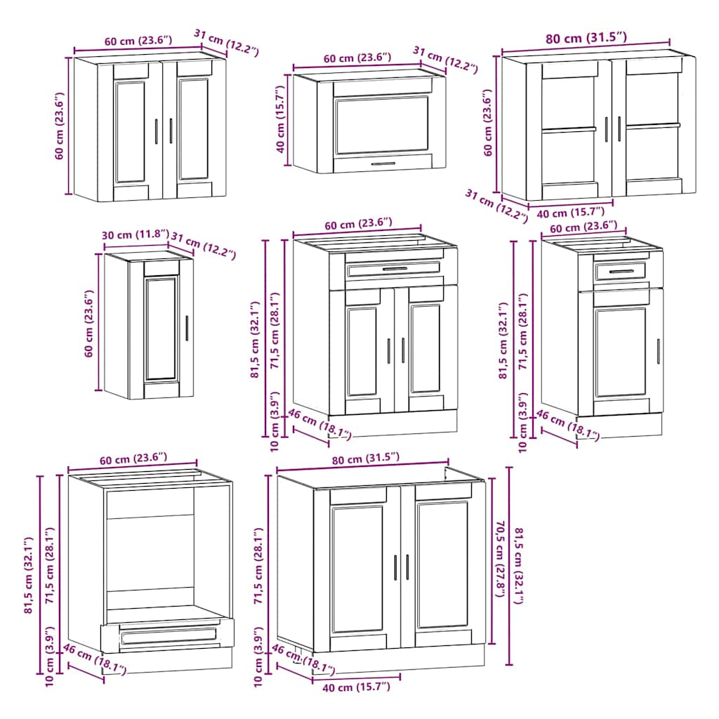 Ensemble d'armoires de cuisine 8 pcs Kalmar bois d'ingénierie