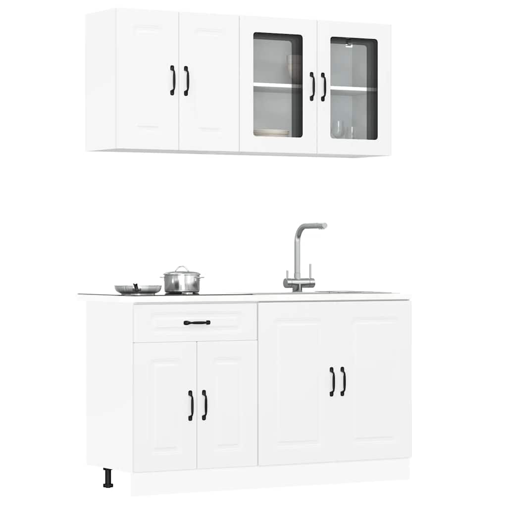 Ensemble d'armoires cuisine 4pcs Kalmar blanc bois d'ingénierie