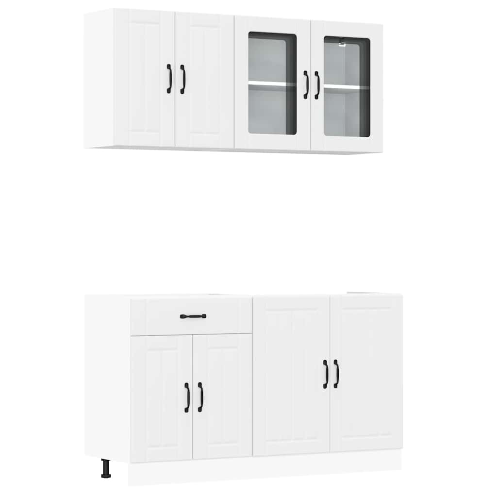 Ensemble d'armoires cuisine 4pcs Kalmar blanc bois d'ingénierie