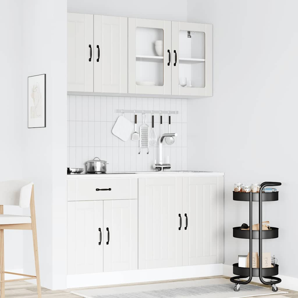 Ensemble d'armoires cuisine 4pcs Kalmar blanc bois d'ingénierie