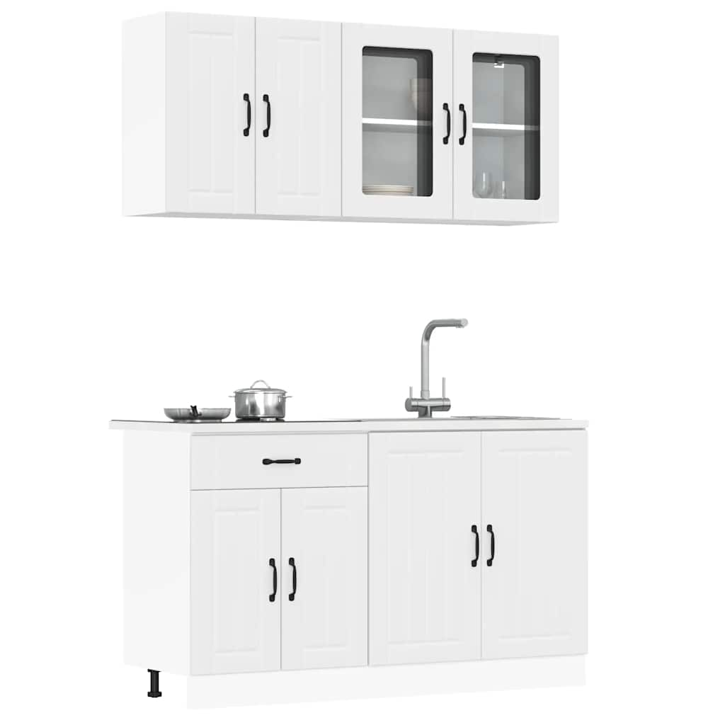 Ensemble d'armoires cuisine 4pcs Kalmar blanc bois d'ingénierie