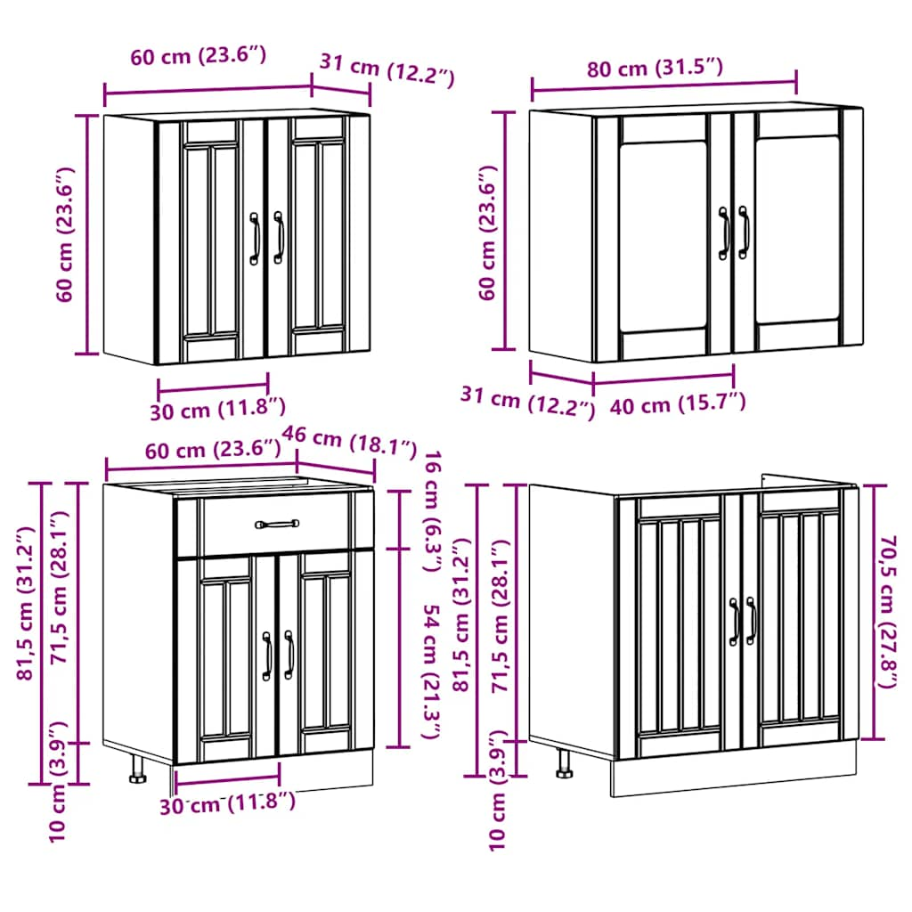 Ensemble d'armoires de cuisine 4 pcs Kalmar bois d'ingénierie