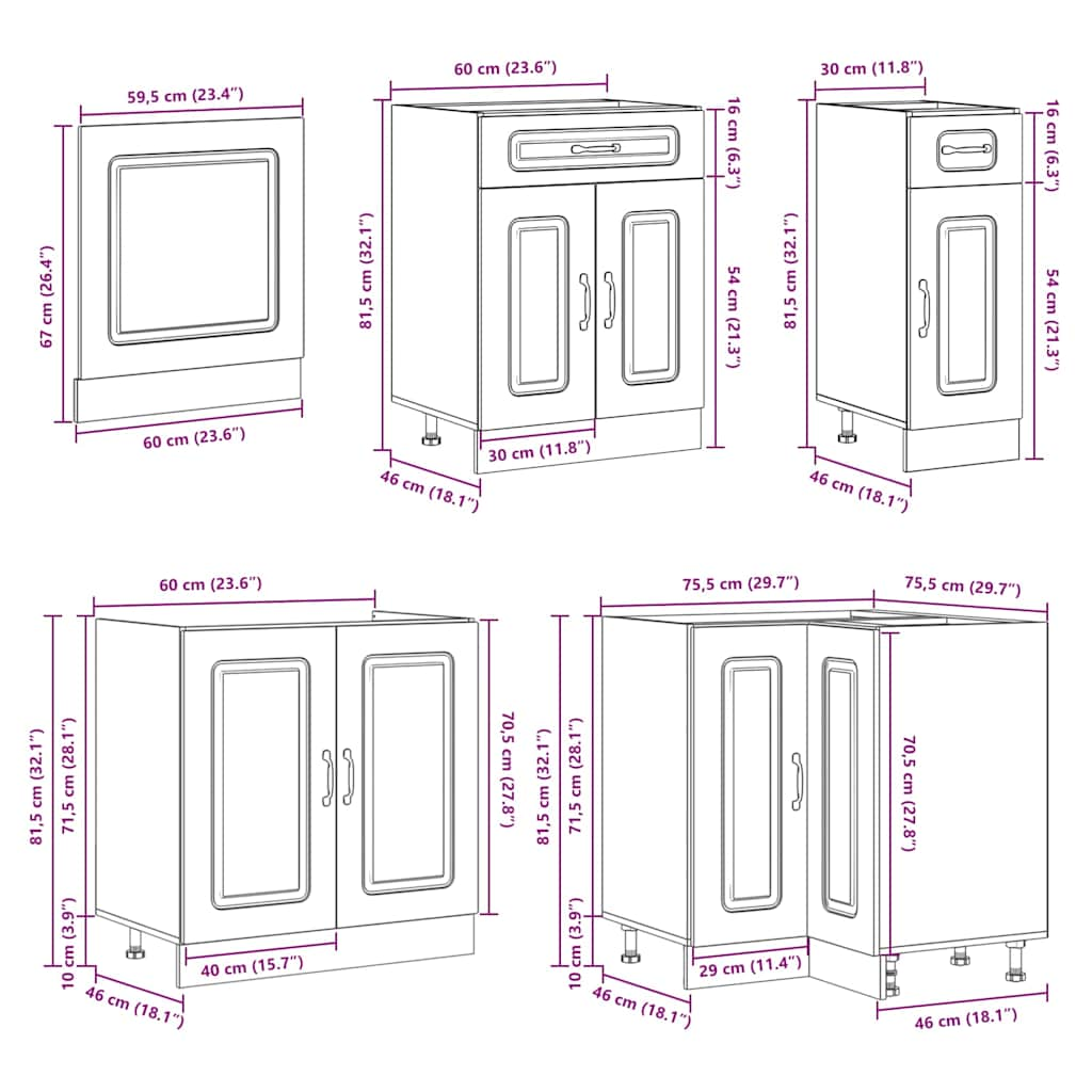 Ensemble d'armoires de cuisine 11 pcs Kalmar bois d'ingénierie