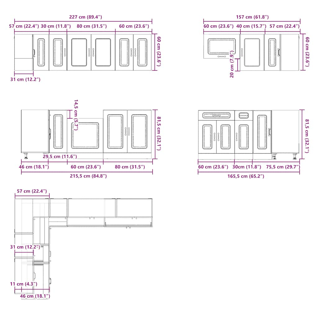 Ensemble d'armoires de cuisine 11 pcs Kalmar bois d'ingénierie