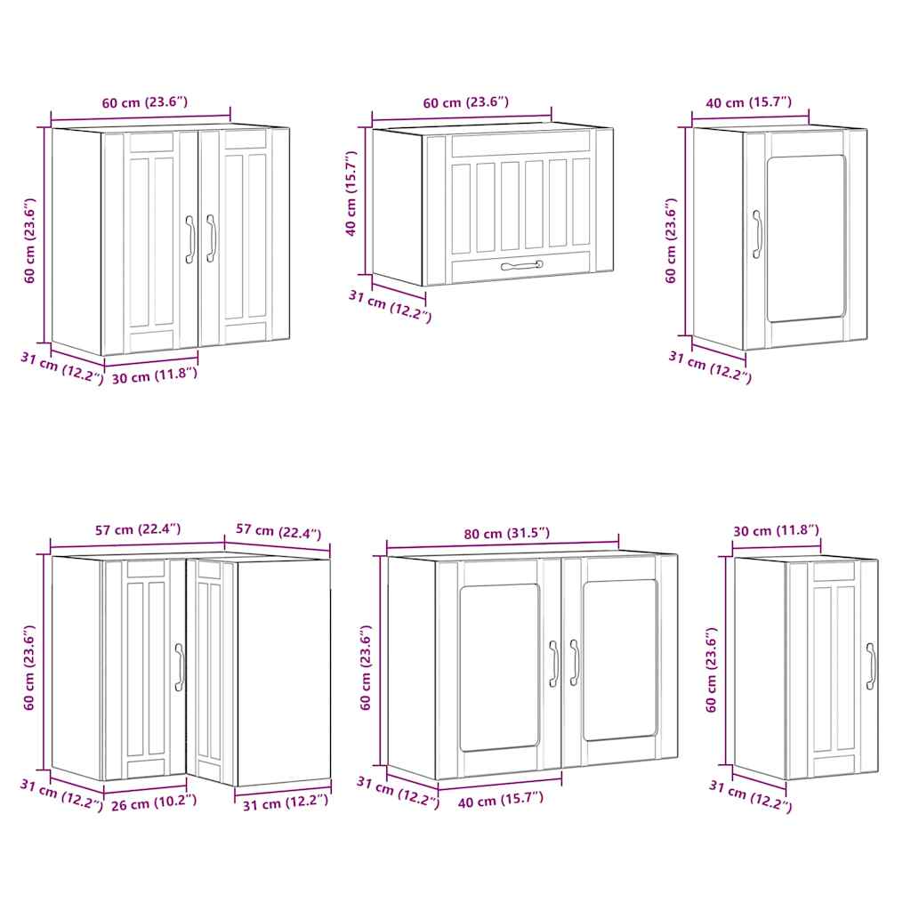 Ensemble d'armoires de cuisine 11 pcs Lucca bois d'ingénierie