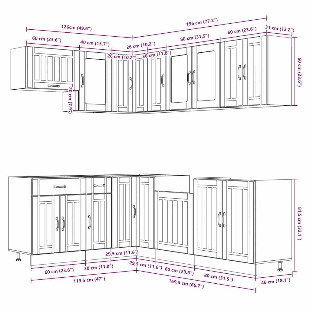 Lucca 11 Piece Kitchen Cabinet Set Engineered Wood