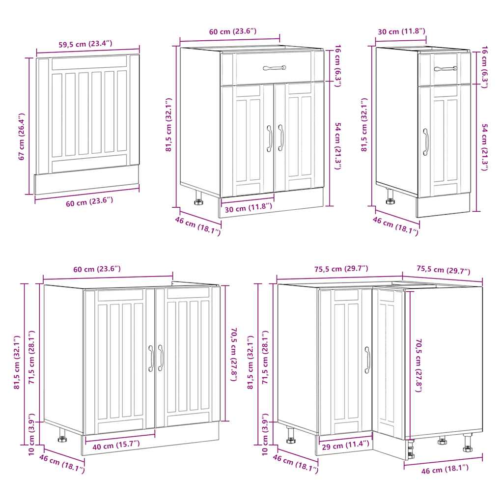 Lucca 11 Piece Kitchen Cabinet Set Engineered Wood