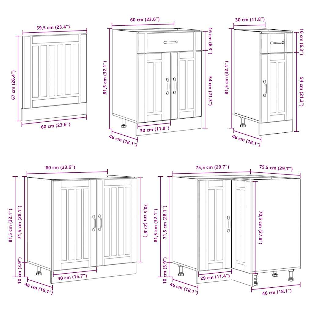 Ensemble d'armoires de cuisine 11 pcs Lucca bois d'ingénierie