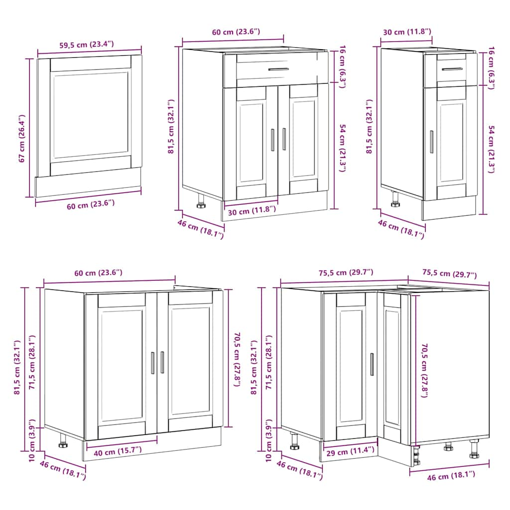 Ensemble d'armoires cuisine 11pcs Porto blanc bois d'ingénierie