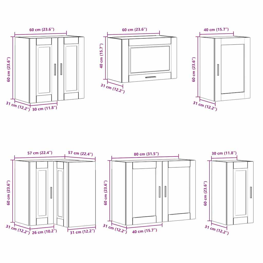 Ensemble d'armoires cuisine 11pcs Porto blanc bois d'ingénierie