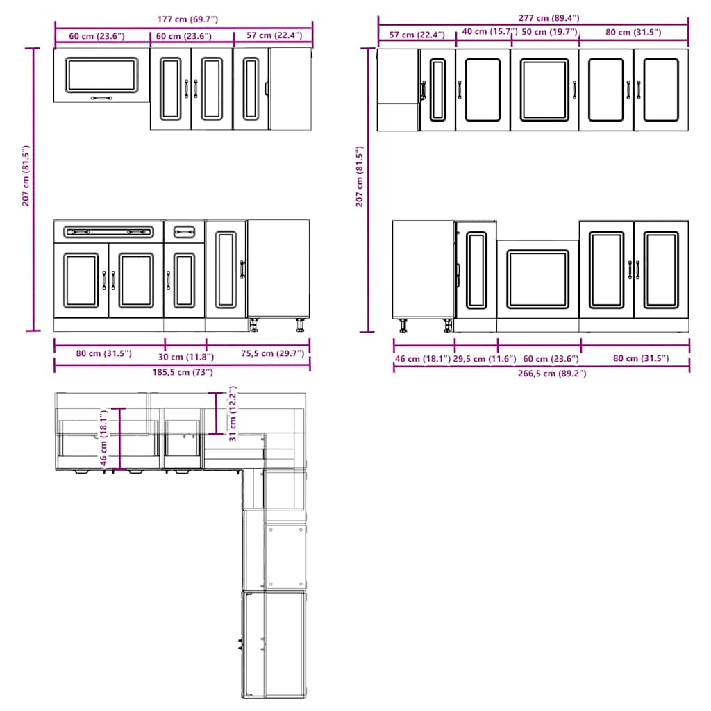 Ensemble d'armoires de cuisine 11 pcs Kalmar bois d'ingénierie