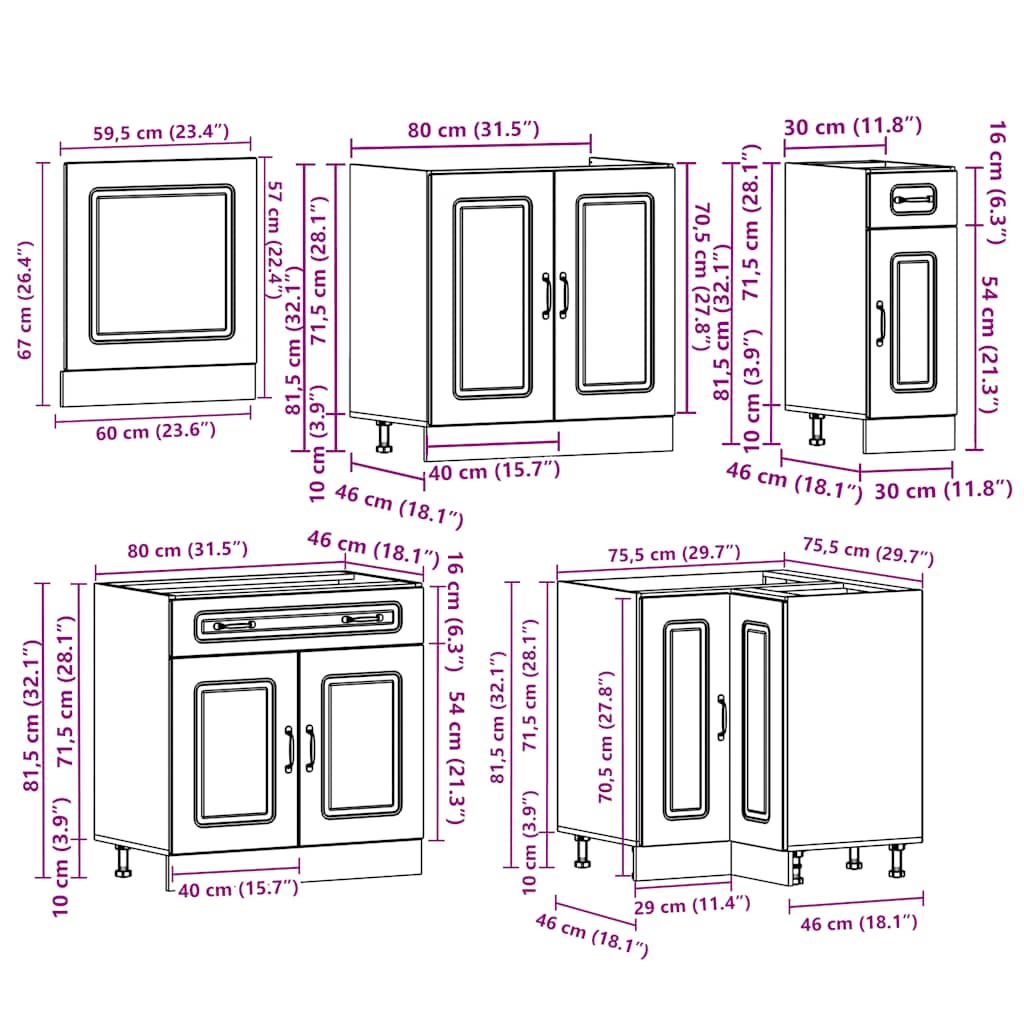 Ensemble d'armoires de cuisine 11 pcs Kalmar bois d'ingénierie