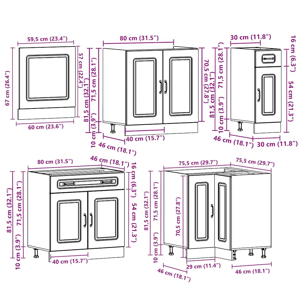 Ensemble d'armoires de cuisine 11 pcs Kalmar bois d'ingénierie