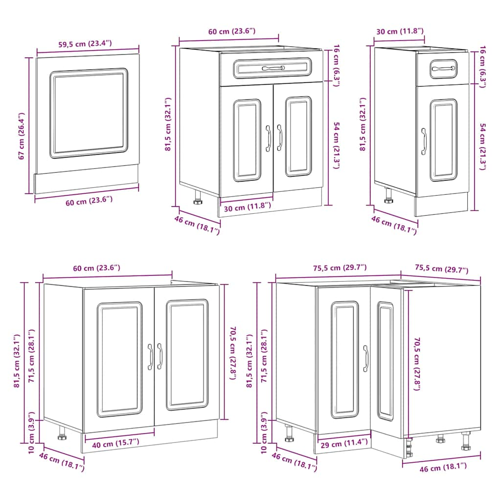 Ensemble d'armoires de cuisine 11 pcs Lucca bois d'ingénierie