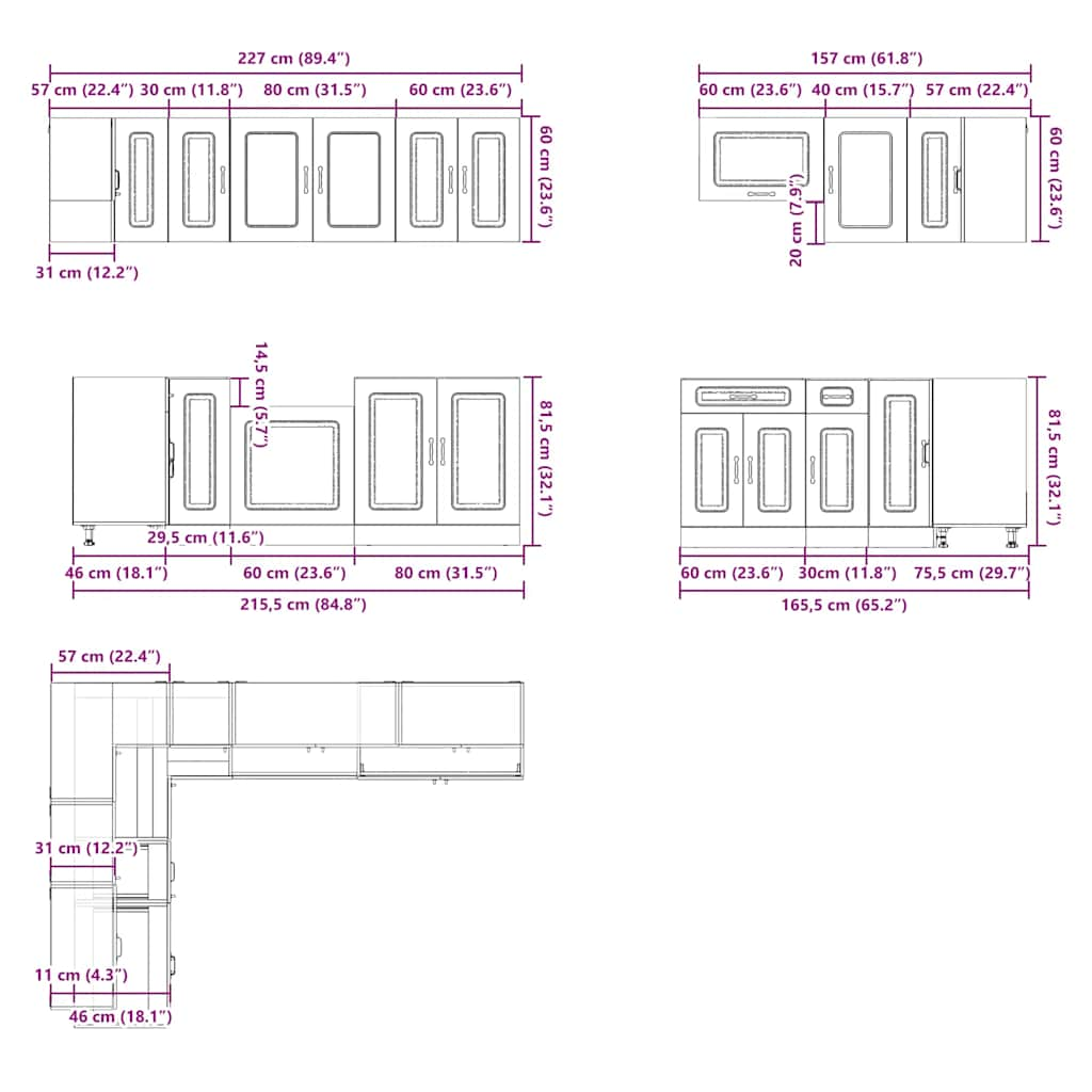 Lucca 11 Piece Kitchen Cabinet Set Engineered Wood