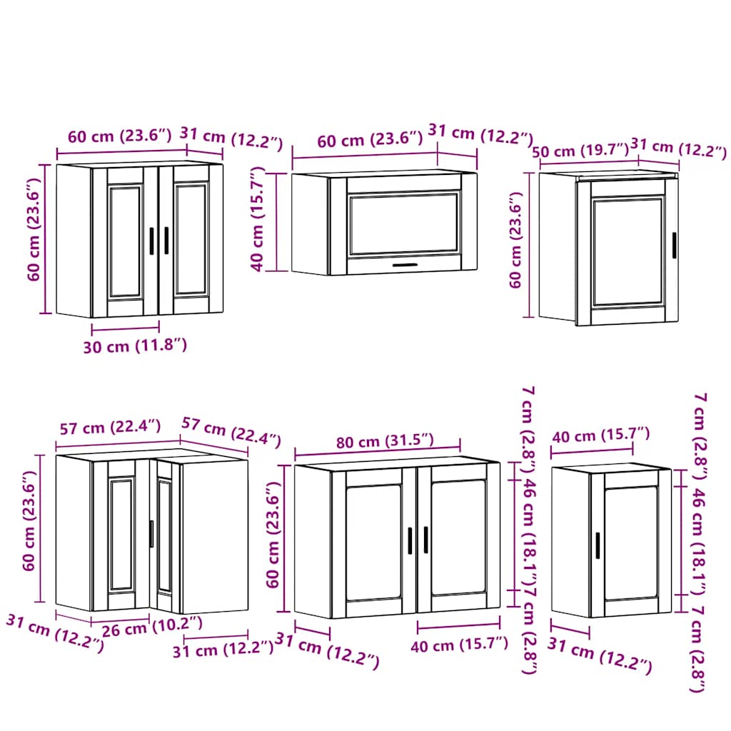 Ensemble d'armoires de cuisine 11 pcs Porto bois d'ingénierie