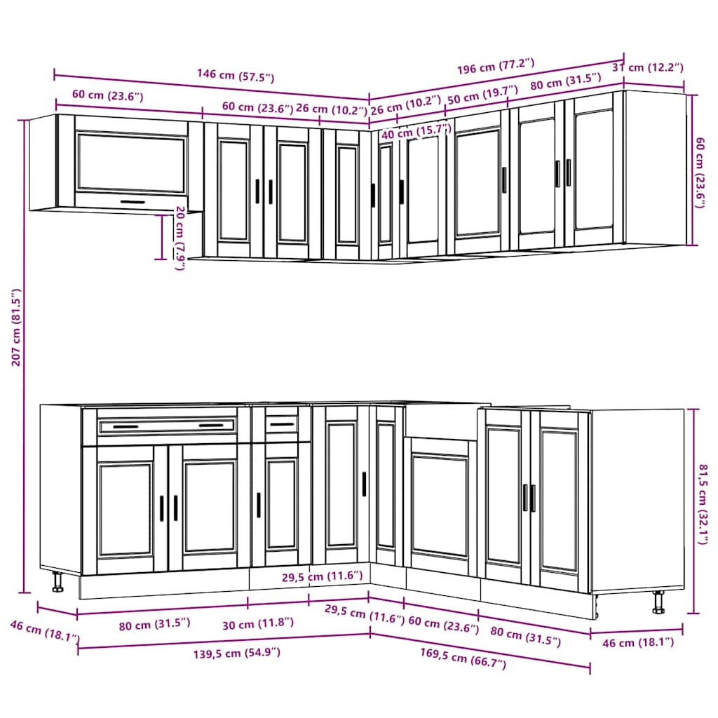 Porto 11 Piece Engineered Wood Kitchen Cabinet Set