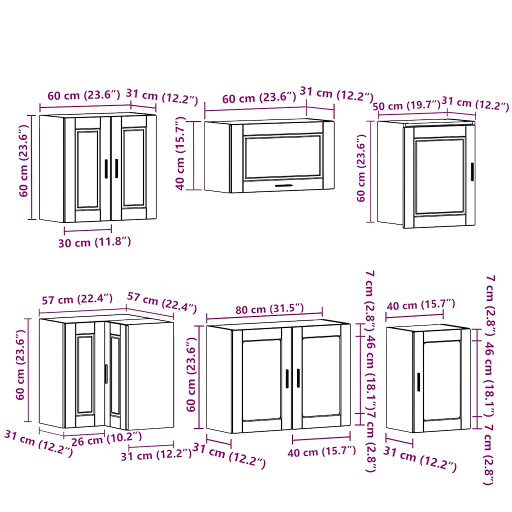 Ensemble d'armoires de cuisine 11 pcs Porto bois d'ingénierie