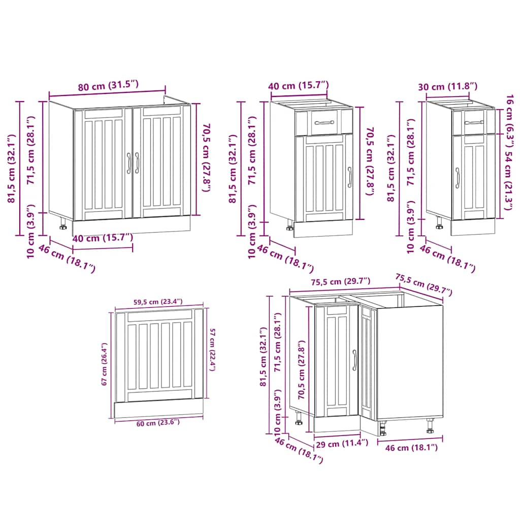 Ensemble d'armoires de cuisine 11 pcs Kalmar bois d'ingénierie