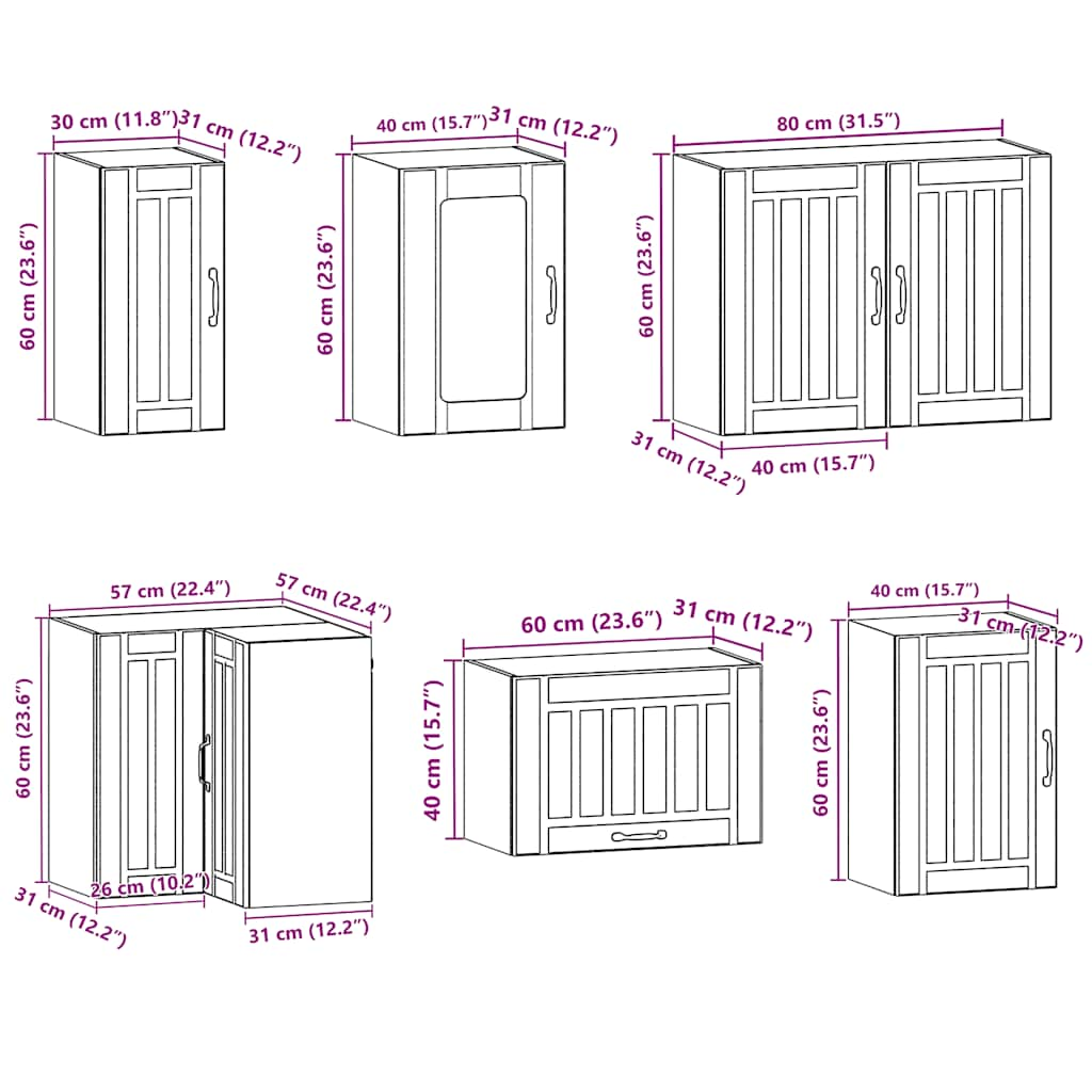 Ensemble d'armoires de cuisine 11 pcs Kalmar bois d'ingénierie