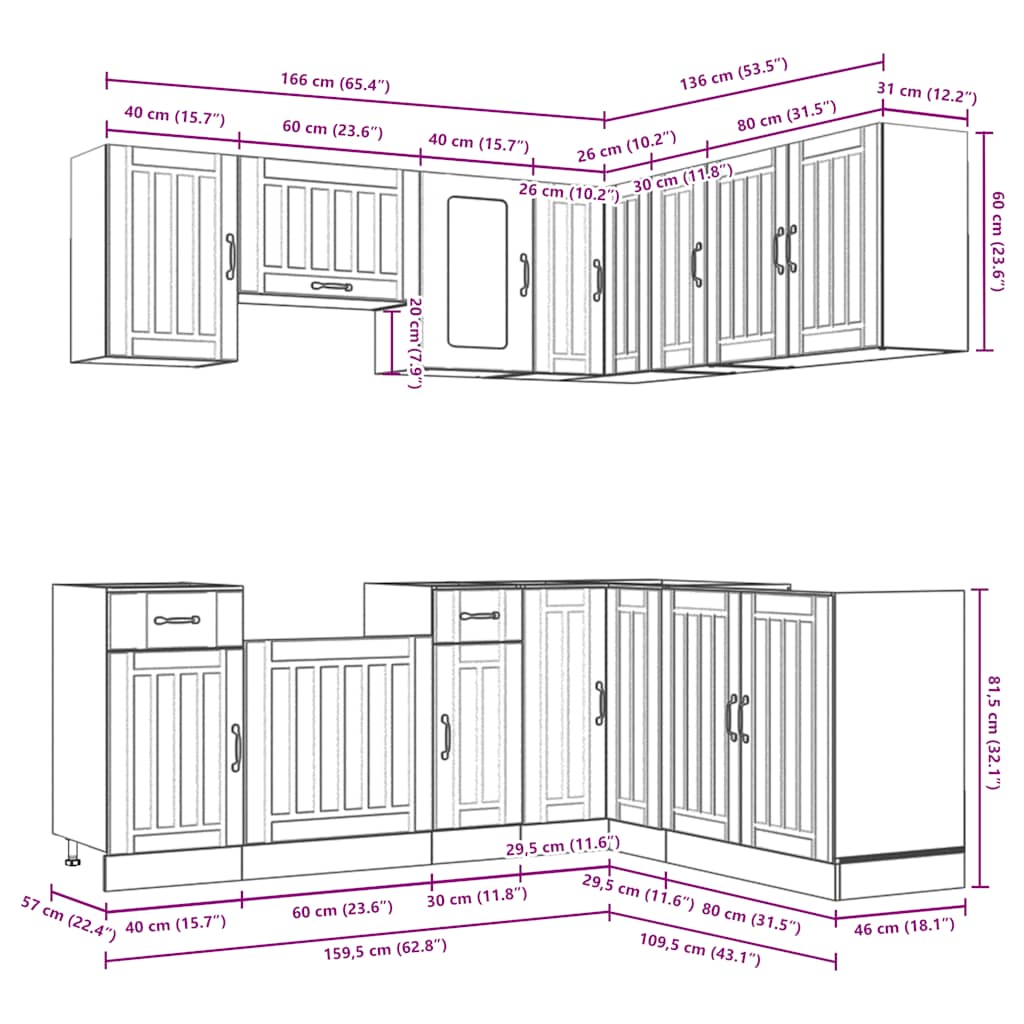 Lucca 11 Piece Kitchen Cabinet Set Engineered Wood