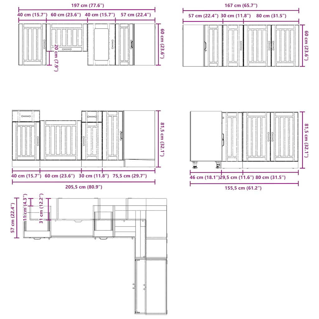 Lucca 11 Piece Kitchen Cabinet Set Engineered Wood