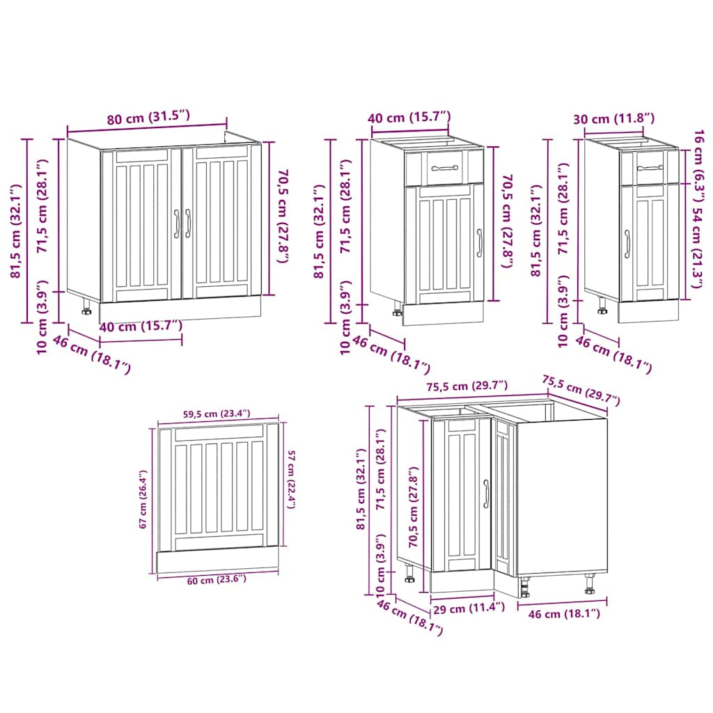 Ensemble d'armoires de cuisine 11 pcs Lucca bois d'ingénierie