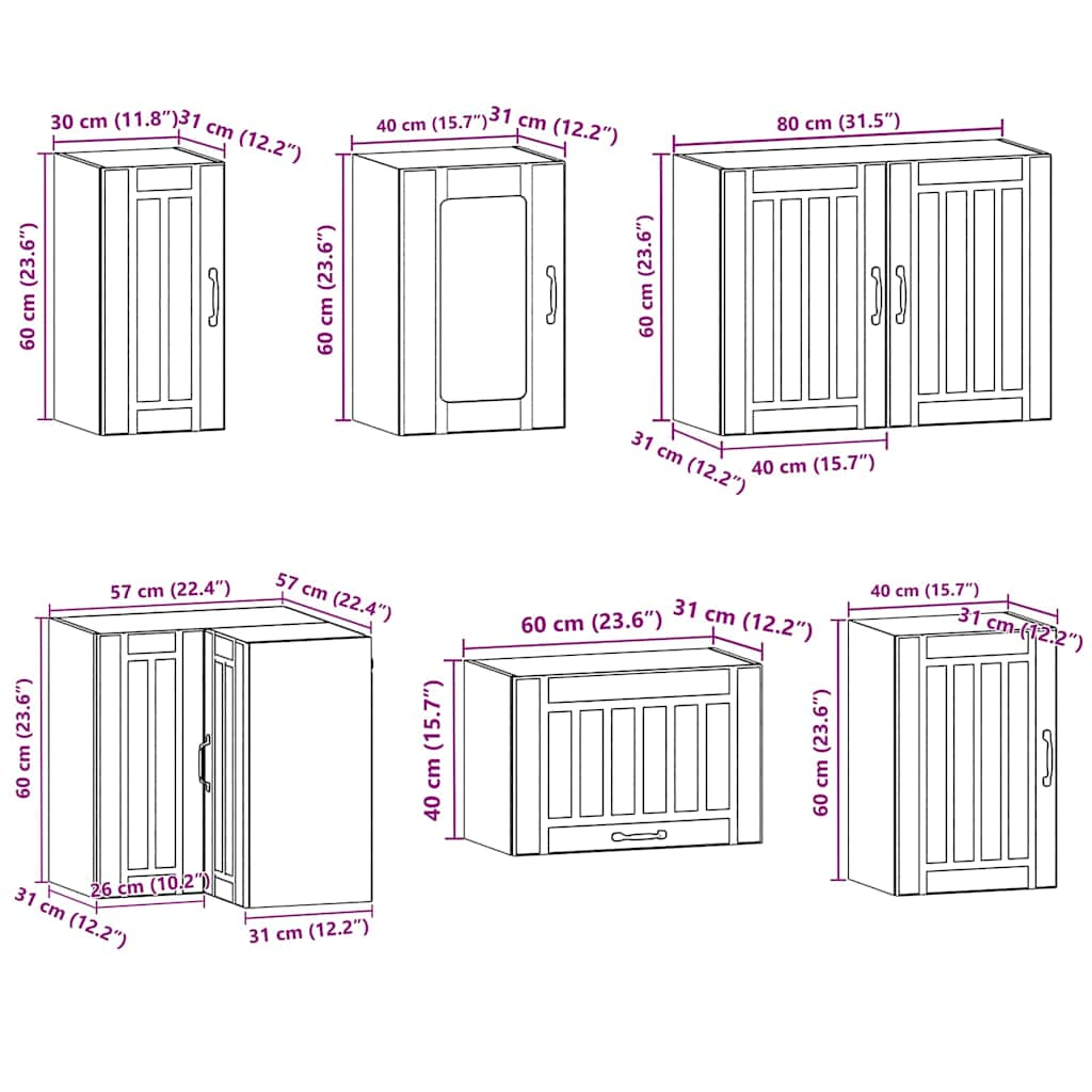 Ensemble d'armoires de cuisine 11 pcs Lucca bois d'ingénierie