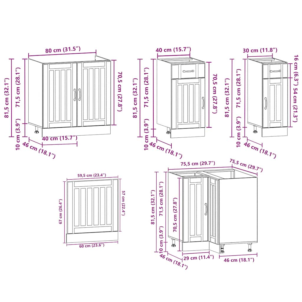 Ensemble d'armoires de cuisine 11 pcs Lucca bois d'ingénierie