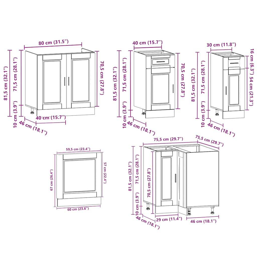 Ensemble d'armoires cuisine 11pcs Porto blanc bois d'ingénierie