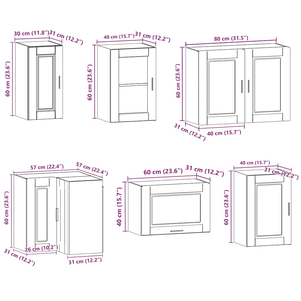 Ensemble d'armoires de cuisine 11 pcs Porto bois d'ingénierie