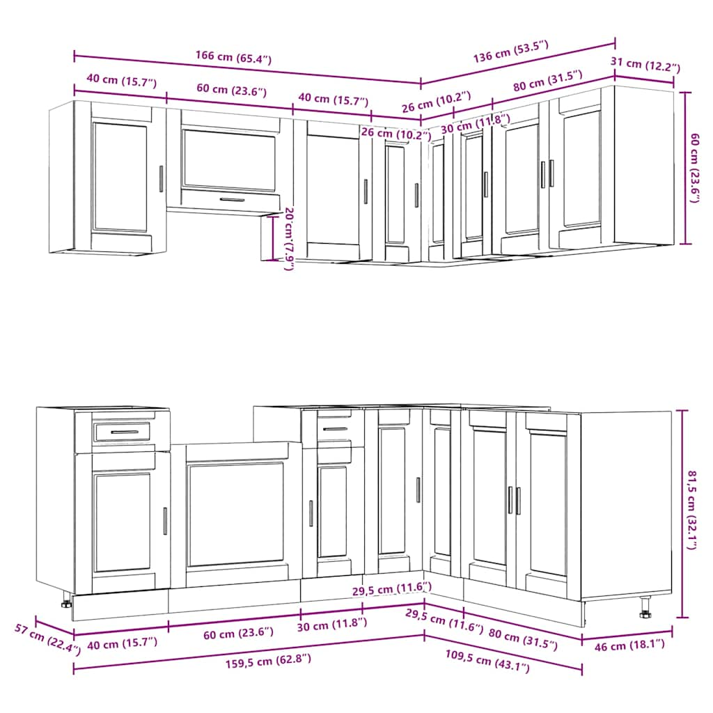 Porto 11 Piece Engineered Wood Kitchen Cabinet Set