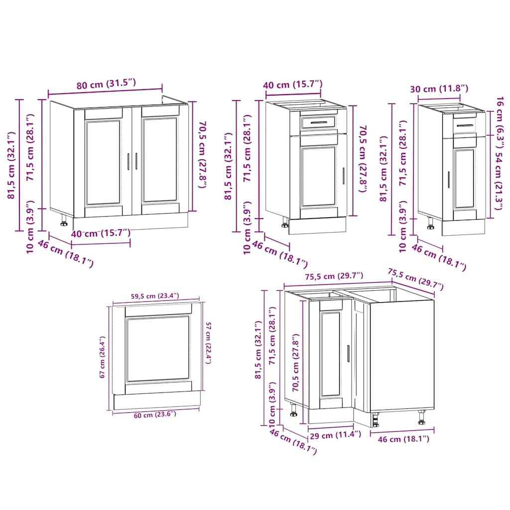 Porto 11 Piece Engineered Wood Kitchen Cabinet Set