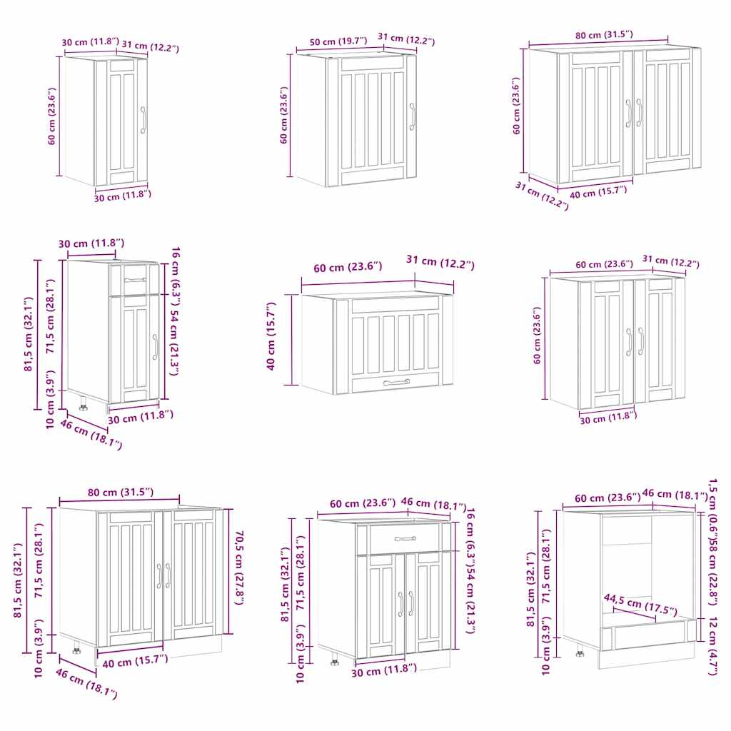 Ensemble d'armoires de cuisine 14 pcs Lucca bois d'ingénierie