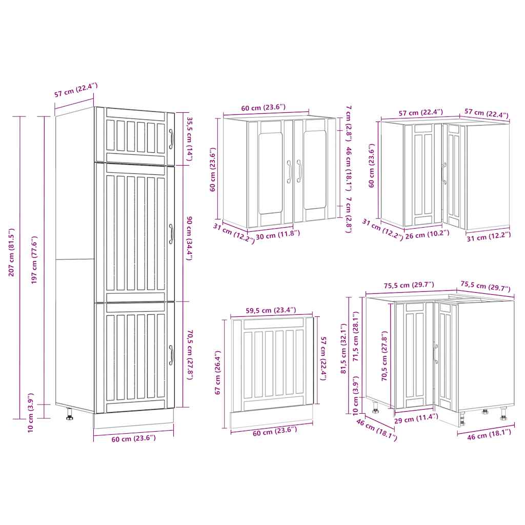 Ensemble d'armoires de cuisine 14 pcs Lucca bois d'ingénierie