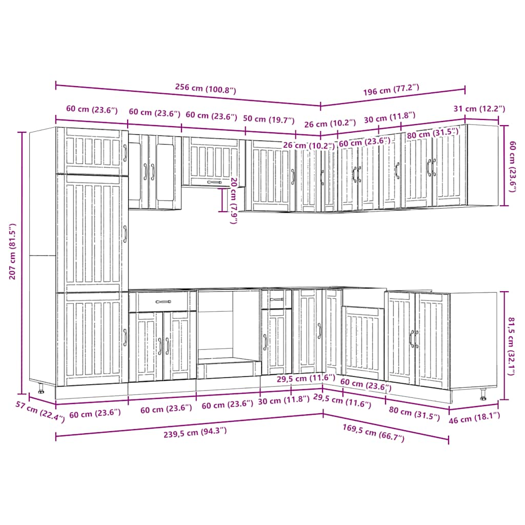 Ensemble d'armoires de cuisine 14 pcs Lucca bois d'ingénierie