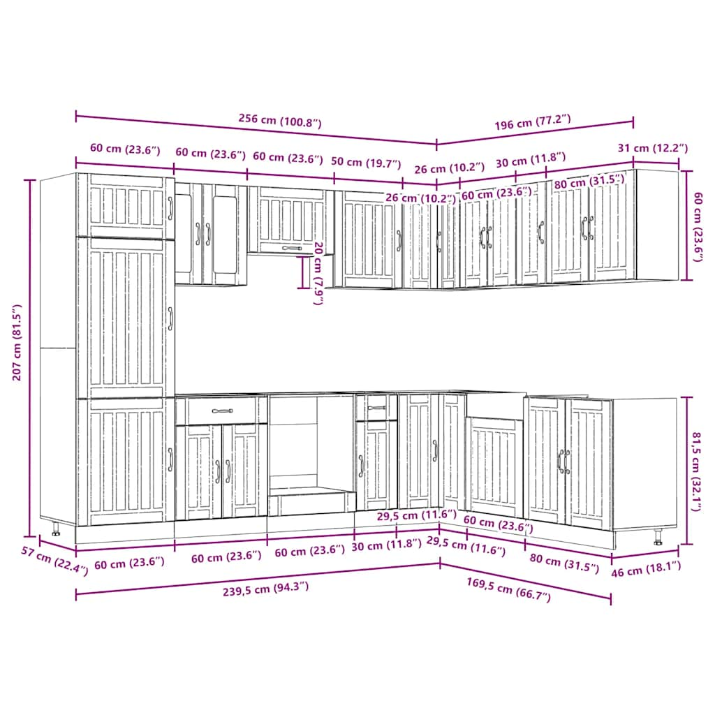 Ensemble d'armoires de cuisine 14 pcs Lucca bois d'ingénierie