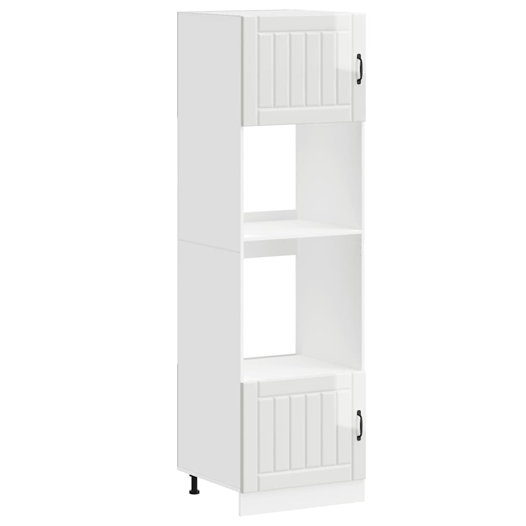 Armoires de four 2 pcs Kalmar blanc brillant bois d'ingénierie