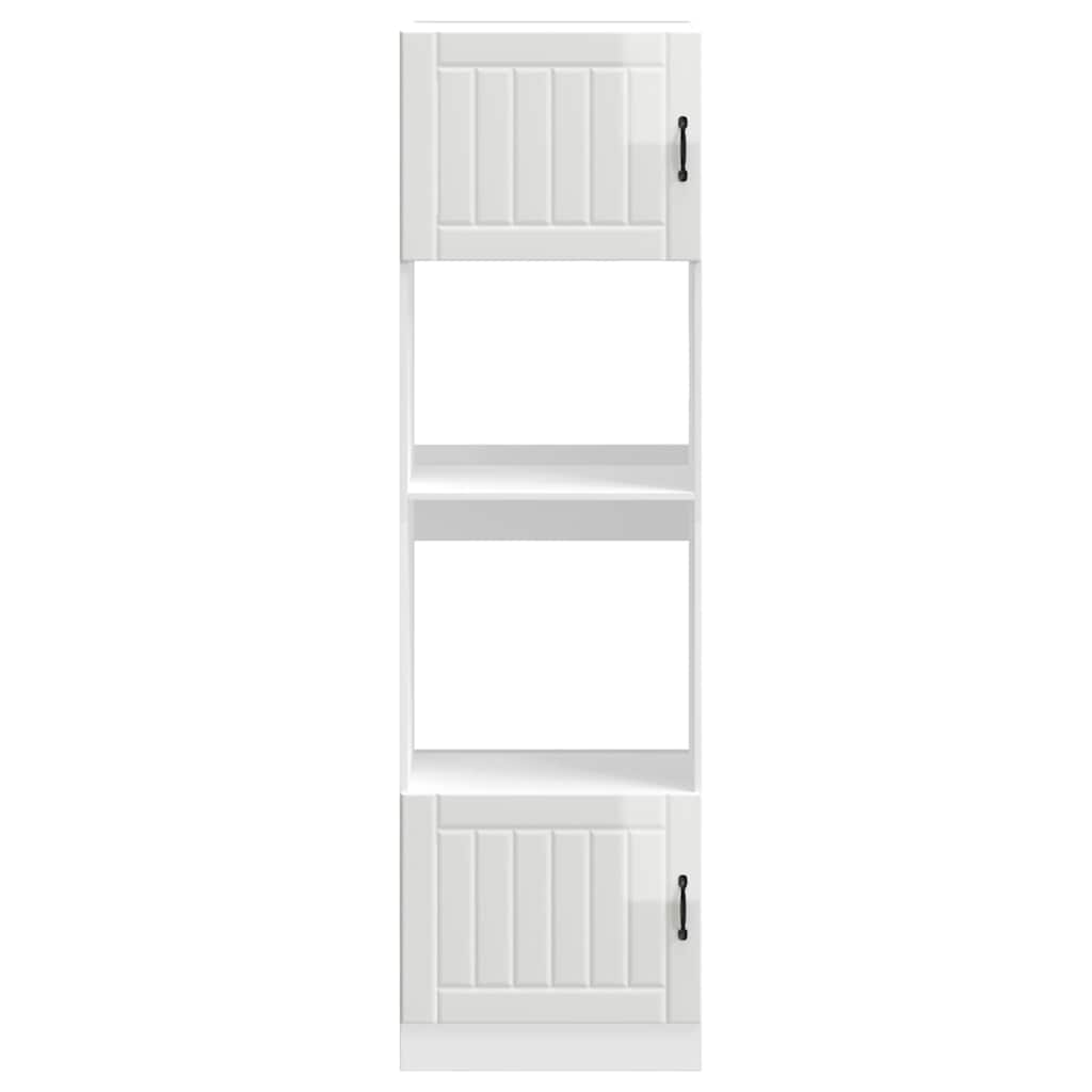 Armoires de four 2 pcs Kalmar blanc brillant bois d'ingénierie