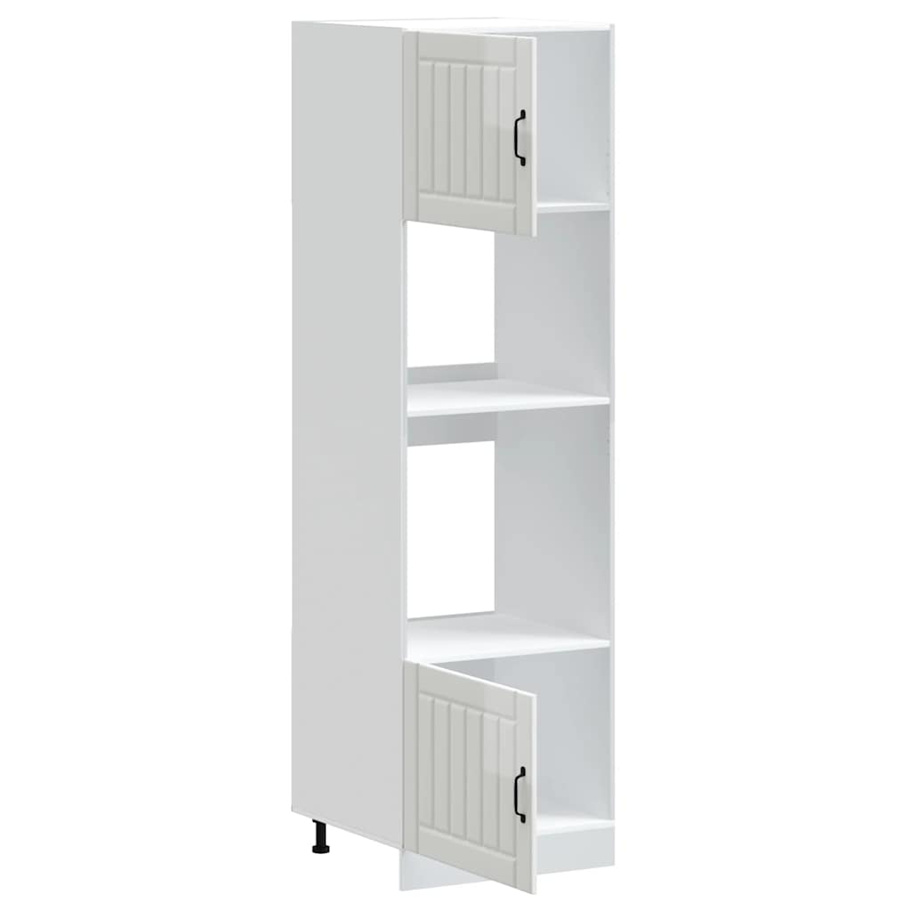 Armoires de four 2 pcs Kalmar blanc brillant bois d'ingénierie